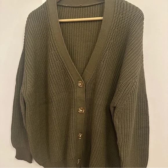 NEW Jenni Kayne Cocoon Cotton Oversized Cardigan Sweater in Sage Green | size S - Picture 6 of 10